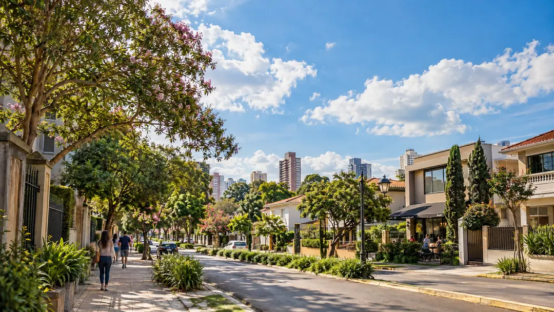 Rua arborizada de bairro residencial em Curitiba
